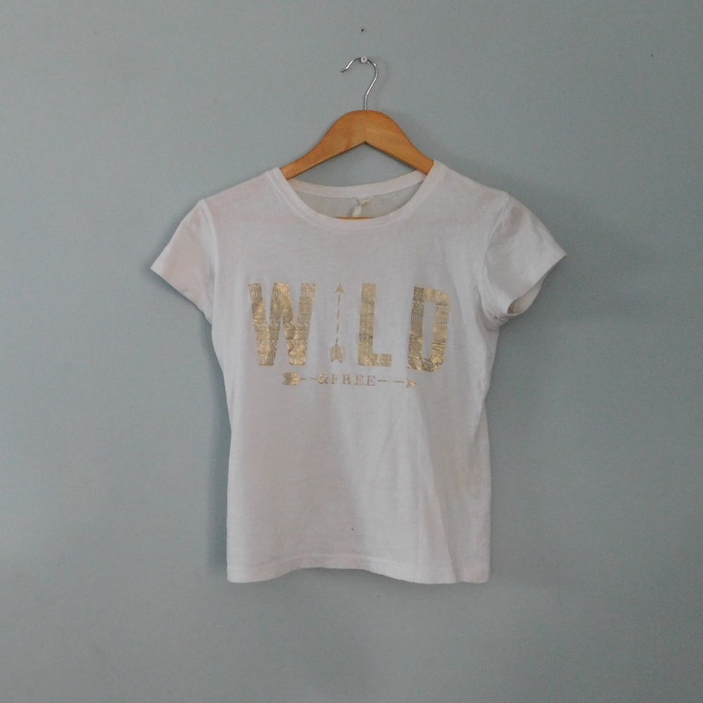 Wild & Free t-shirt gold aztec print girls XL